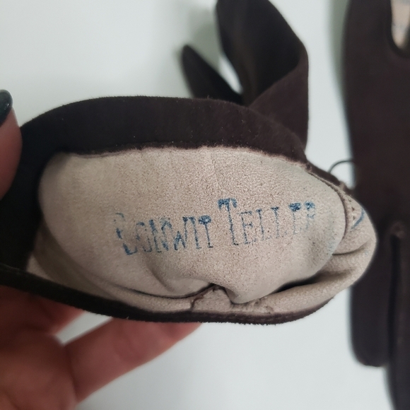 Vintage Bonwit Teller brown suede leather gloves 6.5 - Picture 4 of 5